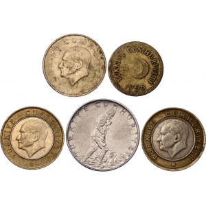 Turkey Lot of 5 Coins 1956 -2009
