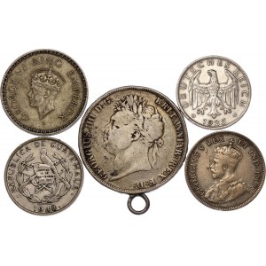 World Lot of 5 Silver Coins 1808 - 1941