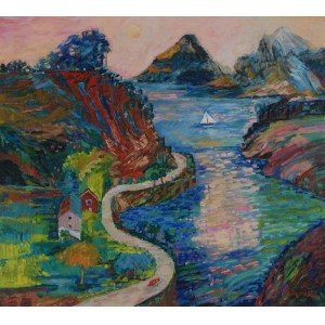 Jan SZANCENBACH (1928-1998), Norwegian landscape with boat, 1984