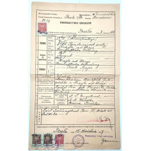 Rodný list - Izraelský metrický úrad v Skałe - Skała 1937