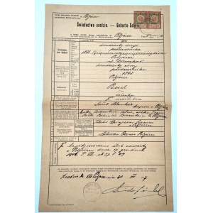Rodný list - Izraelská metrika v Podgórze - Krakov 1917