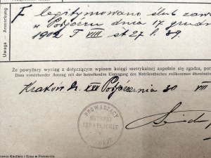 Świadectwo Urodzin - Metryki Izraelickie w Podgórzu - Kraków 1917