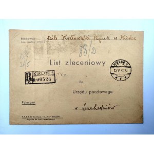 Obálka - komisionálny list - pečiatka Kielce [1938].