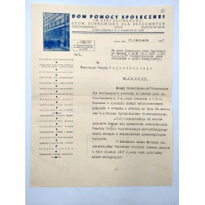 Domov sociální péče ve Lvově - dopis zemskému úřadu 1937