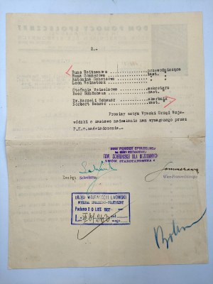 Dom Pomocy Społecznej we Lwowie - pismo do Urzędu Wojewódzkiego 1937 rok