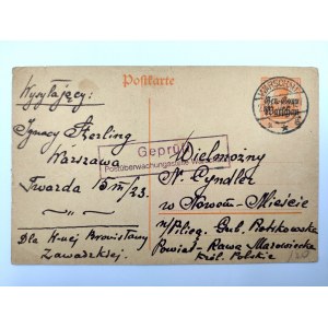 Karta pocztowa - stempel Warszawskiej Cenzury - [1917]