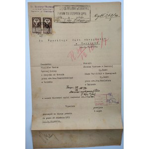 Pismo Sądowe - Adwokat Maurycy Oberleder - Sąd w Tarnowie 1921 rok