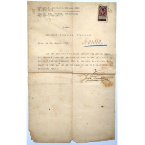 Confirmation of military service and employment during military service Graz - 1919 [Mak Podhalansky].