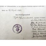 Berlínská univerzita - Maturitní vysvědčení - povolení ke studiu - Berlín 1929