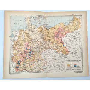 Mapa rozmieszczenia ludności żydowskiej na terenie Niemiec i Polski ok. 1904