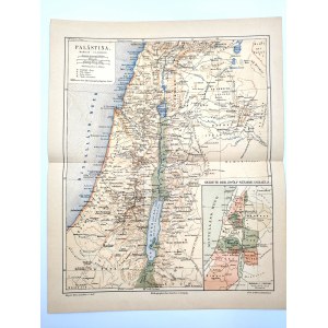 Map of Palestine - card from Meyers' lexicon - circa 1904.
