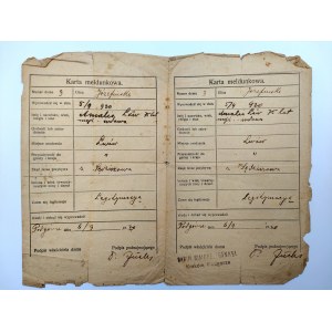 Registrační karta - Krakov Podgórze - Razítko rabína , Podgórze 1920 r.