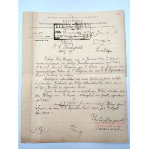 Dokument Ubezpieczeniowy Stanu Nowy York oddział Austriacki - Pieczęć sądu we Lwowie 1912