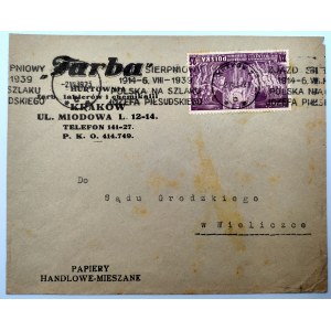Koperta - Farba - hurtownia lakierów - stempel - ZJAZD SIERPNIOWY - 1939