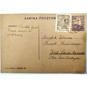 Karta pocztowa do Pani Mazaraki herbu Newlin - Majątek Żelazna powiat Skierniewice