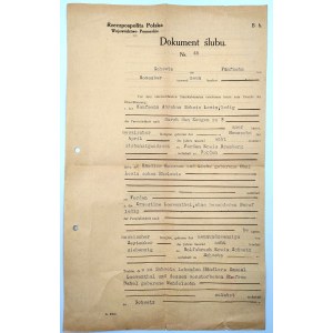 Dokument ślubu - miasto Świecie (niem. Schwetz) - 1938 rok Rzeczpospolita Polska Województwo Pomorskie