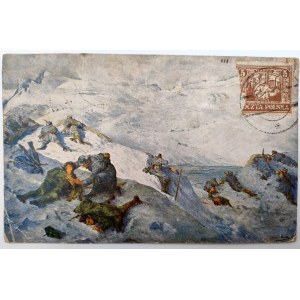 Pohlednice - Červený kříž - boje v Alpách - 1. světová válka [1915].