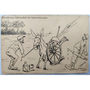 Postkarte - Satire - Artilleriebatterie bei Verdun - Feldpost 1915
