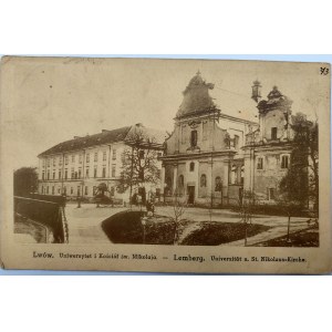 Pocztówka - Lwów - Uniwersytet i Kościół Św. Mikołaja - Lemberg 1917