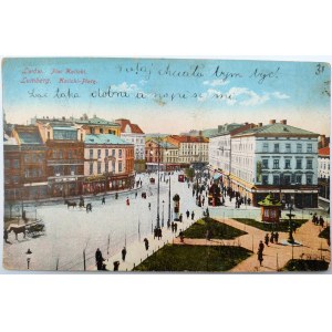 Postkarte - Lemberg - Halytska-Platz - 1917 [Briefmarke Teschen].