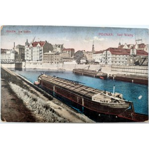 Postkarte - Poznań - An der Warthe - Anfang 20. Jahrhundert [Lastkahn].