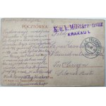 Pohľadnica - Krakov. Pomník Adama Mickiewicza - Krakov 1915 [ vojenská cenzúrna známka ].
