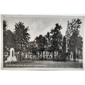 Postkarte - Cieszyn - Herz-Jesu-Kirche und Kriegerdenkmal - [Besatzung].