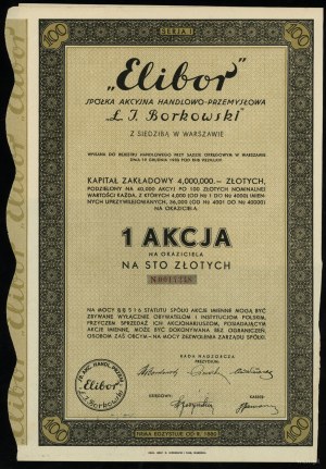 Poland, 1 share for 100 zlotys, 1934, Warsaw