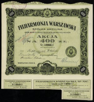 Poland, 1 share for 400 zlotys, 1930, Warsaw