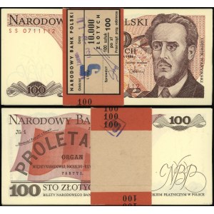 Polska, paczka 100 sztuk x 100 złotych z banderolą NBP, 1.06.1986