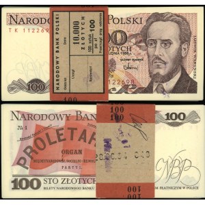 Poľsko, balík 100 kusov x 100 zlotých s banderolou NBP, 1.06.1986