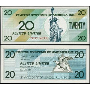 Spojené státy americké (USA), testovací bankovka - 20 USD od japonské společnosti Fujitsu