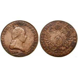 Österreich, 6 krajcars, 1800 B, Kremnica