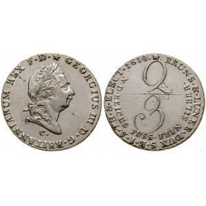 Německo, 2/3 tolaru (gulden), 1814 C, Clausthal