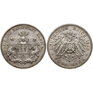 Deutschland, 5 Mark, 1908 J, Hamburg
