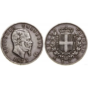 Itálie, 5 lir, 1873 M, Milán