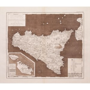 Jean-Pierre Houel, Carte Géographique de la Sicile ou l'on voit la distance…
