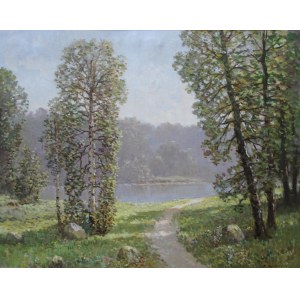 Konstanty Mackiewicz, Sommerlandschaft mit Teich