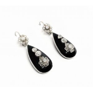 earrings with onyx, 19th/20th c.