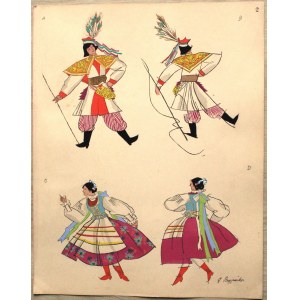 Zofia Stryjeńska ( 1894 - 1976), sheet 2 from the Polish Folk Costumes portfolio: Cracovian Costumes