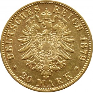 Německo, Hamburg, 20 marek 1879 J, Hamburg, vzácný ročník!