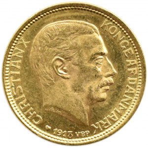 Dania, Chrystian X, 10 koron 1913 VBP, Kopenhaga, UNC