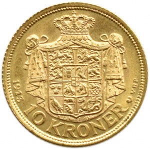 Dania, Chrystian X, 10 koron 1913 VBP, Kopenhaga, UNC