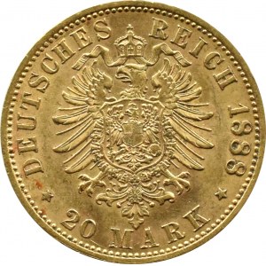 Německo, Prusko, Wilhelm I, 20 marek 1888 A, Berlín, vzácné
