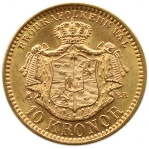 Szwecja, Oskar, 10 koron 1901 E.B., Sztokholm, UNC