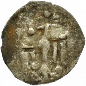 Ladislaus Jagiello, early denarius with W above the shield, Wschowa