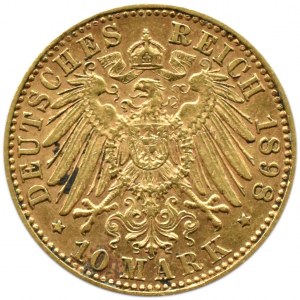 Německo, Sasko, Albert, 10 značek 1898 E, Muldenhütten