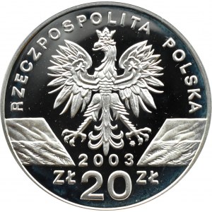 Polsko, III RP, 20 zlotých 2003, Úhoř, Varšava, UNC