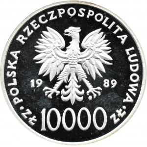Polen, Volksrepublik Polen, 10000 Zloty 1989, Johannes Paul II - Dickes Kreuz, Warschau, UNC