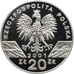 Polsko, III RP, 20 zlotých 2001, Paź Królowej, Varšava, UNC